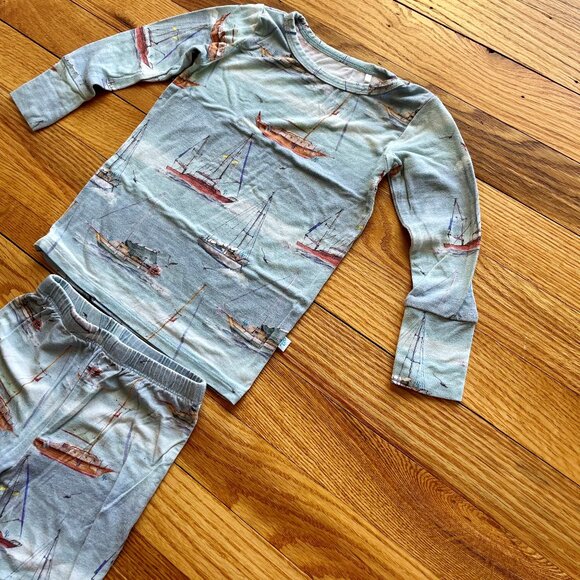 Posh Peanut Skip Blue Sailboat Classic Pajama Set Size 18-24 Month - Picture 3 of 13